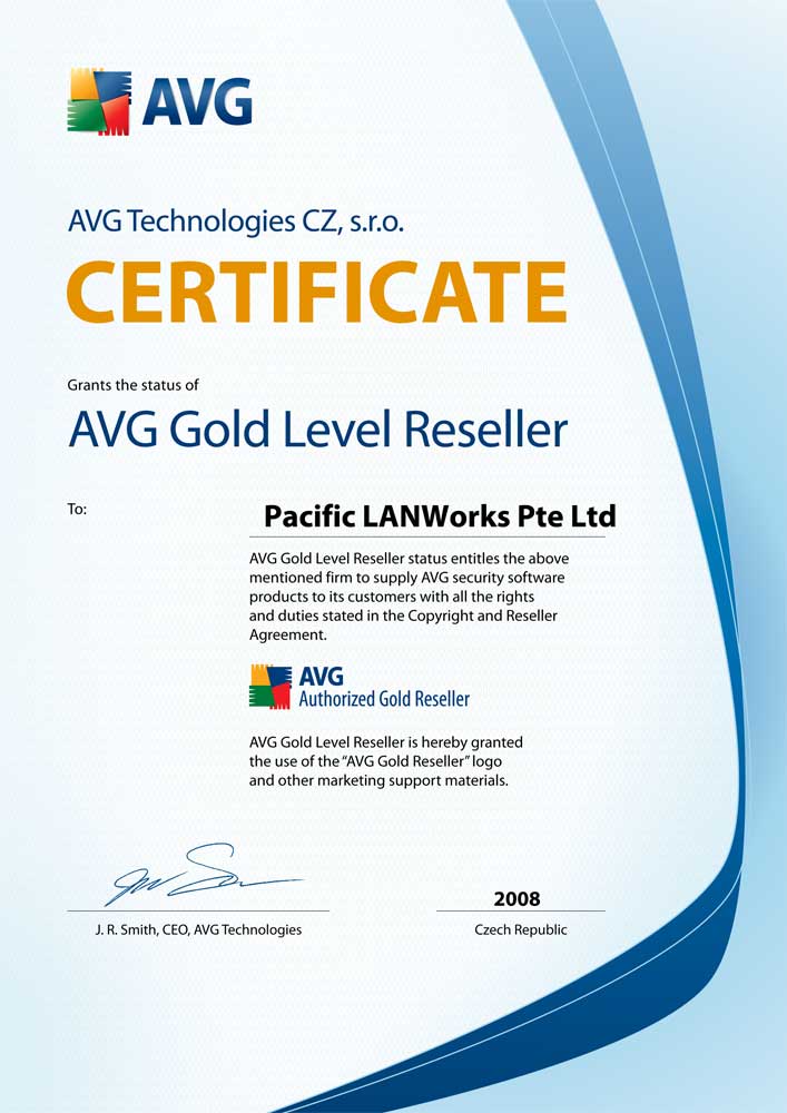 Pacific LANWorks Awarded As AVG Gold Reseller In Singapore